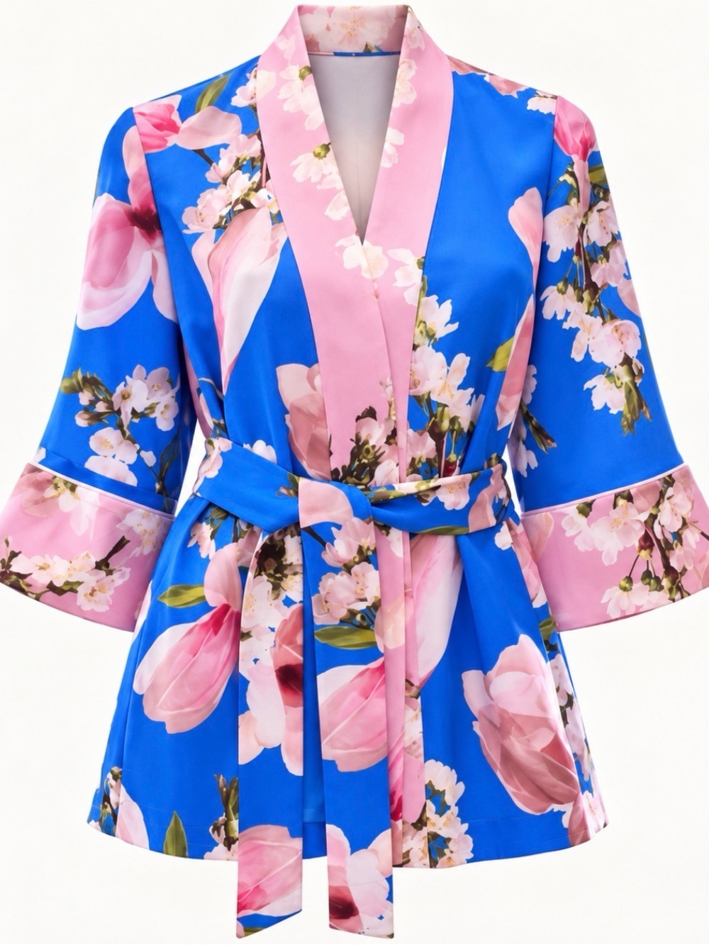 Ted Baker Amaree Blue Floral Pleat-Back Kimono Jacket + Cami l US Size 4 - Picture 12 of 15